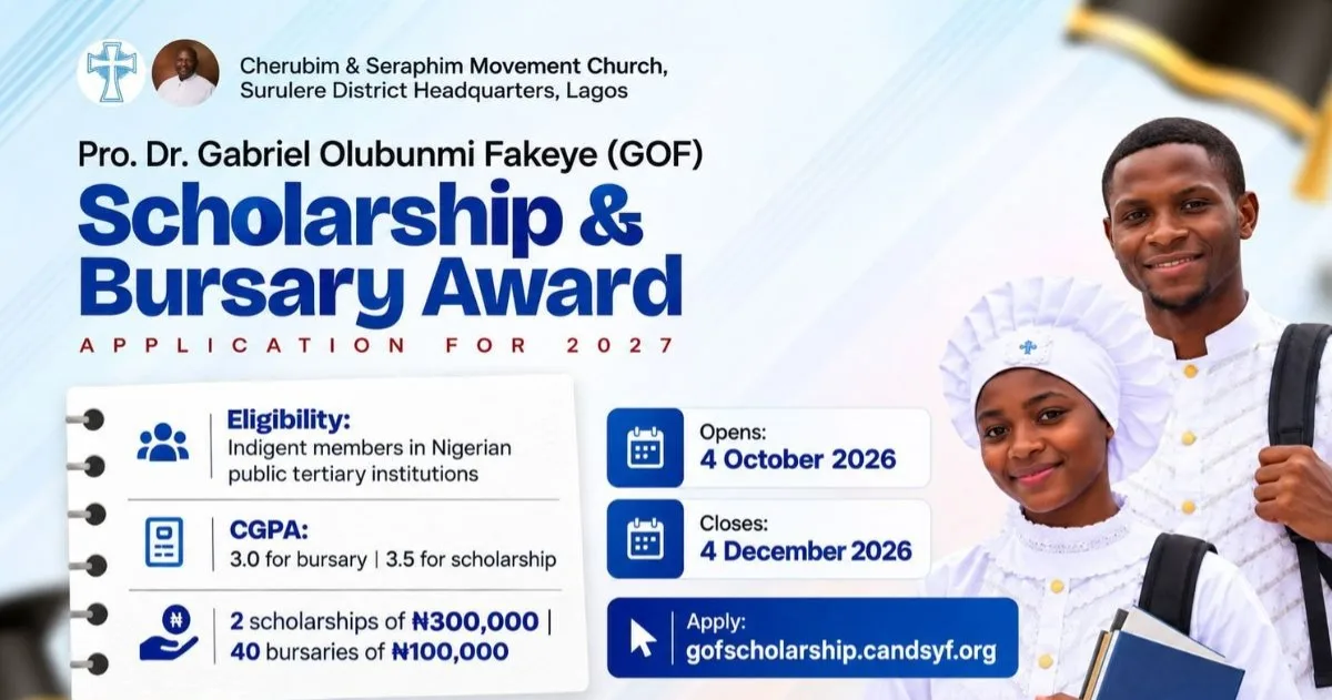 Dr Gabriel Olubunmi Fakeye Scholarship & Bursary scholarship image
